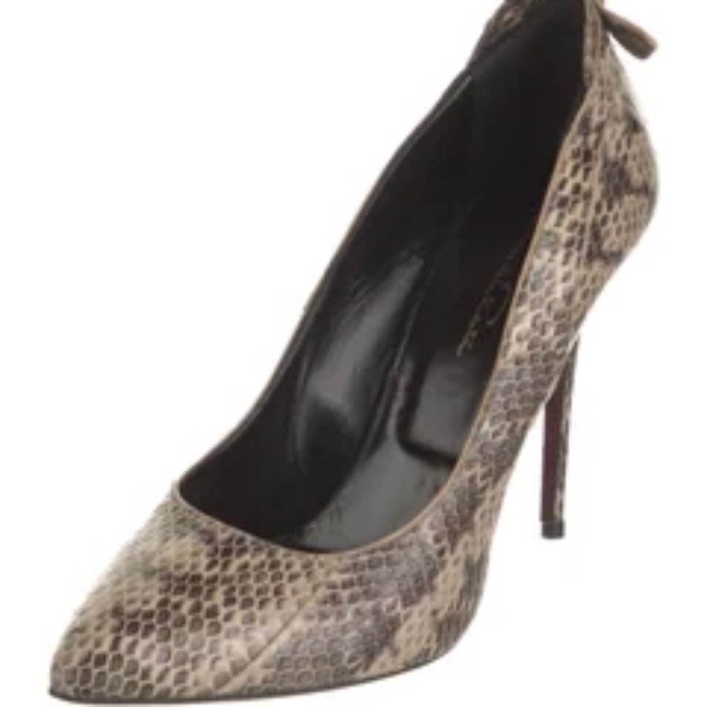 Oscar de la Renta Leather Animal Print Pumps 4.5 Inch Heel